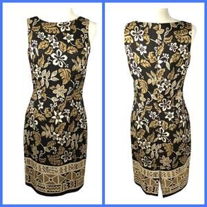 DAVID WARREN New York 100% Silk Floral Border Print  Dress  8